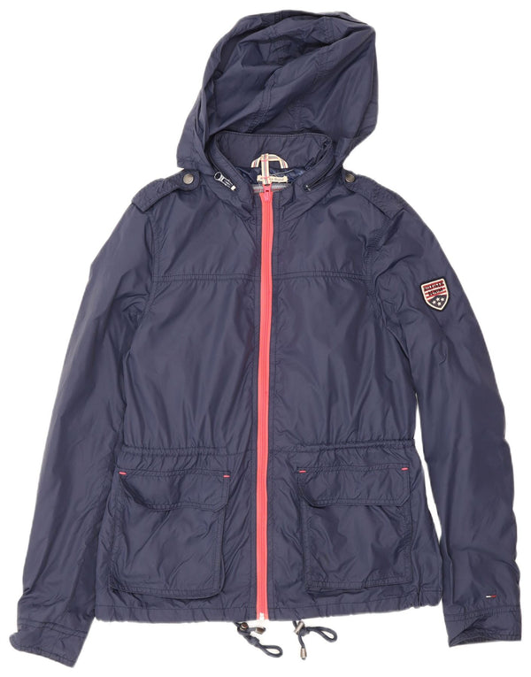 Jaqueta de chuva feminina com capuz militar Tommy Hilfiger Reino Unido 14 médio azul marinho