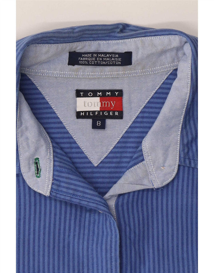 Camisa feminina Tommy Hilfiger EUA 8 algodão listrado azul médio