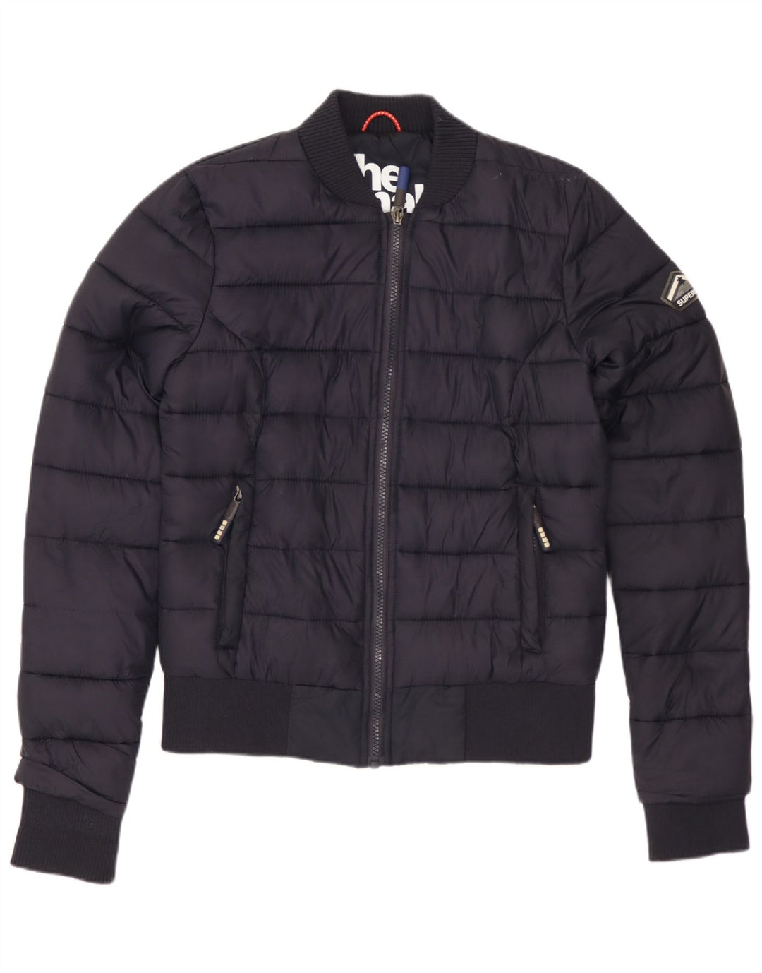 Jaqueta acolchoada feminina SUPERDRY UK 10 poliéster azul marinho pequeno