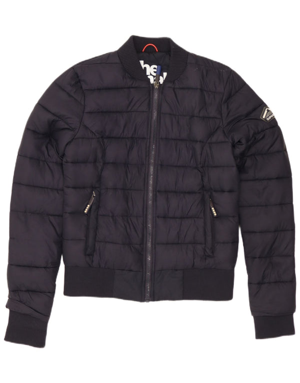 Jaqueta acolchoada feminina SUPERDRY UK 10 poliéster azul marinho pequeno