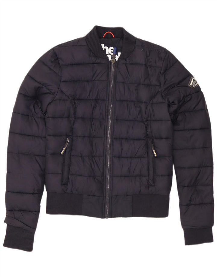 Jaqueta acolchoada feminina SUPERDRY UK 10 poliéster azul marinho pequeno