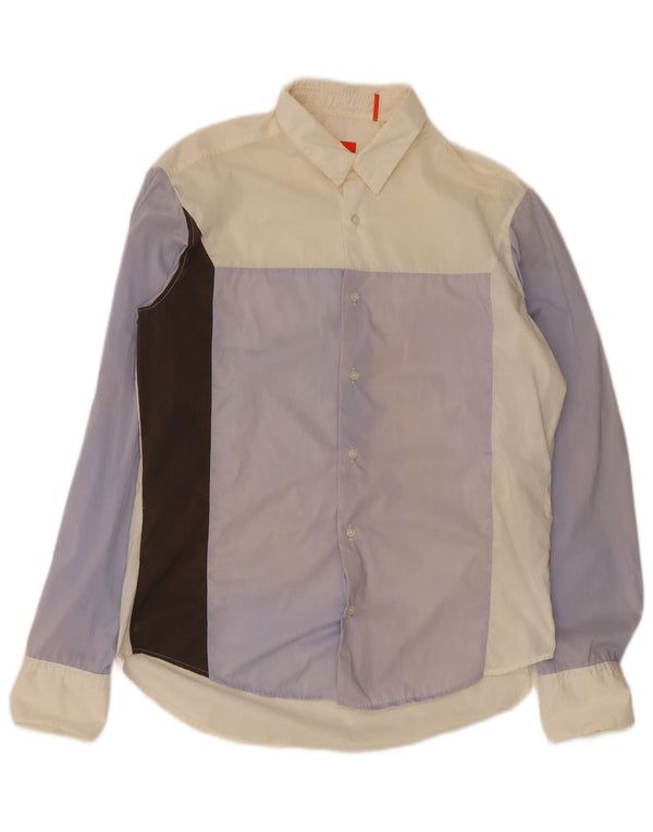 Camisa masculina Hugo Boss média multicolorida colorblock algodão