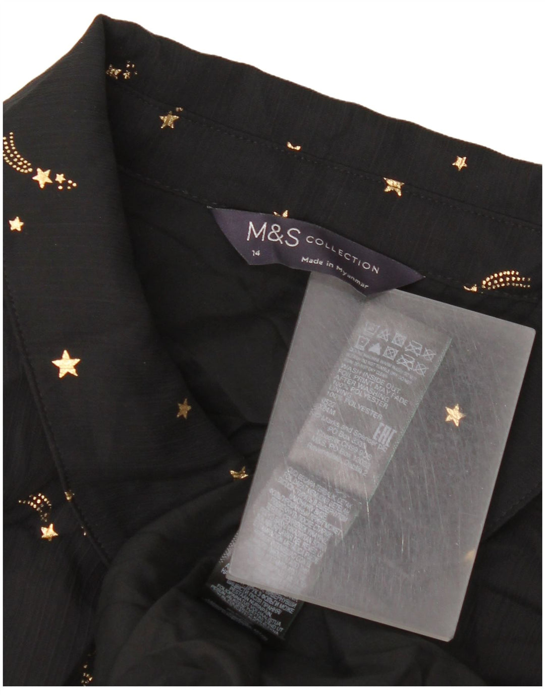 Vestido feminino Marks & Spencer com padrão abstrato em camadas Reino Unido 14 médio preto