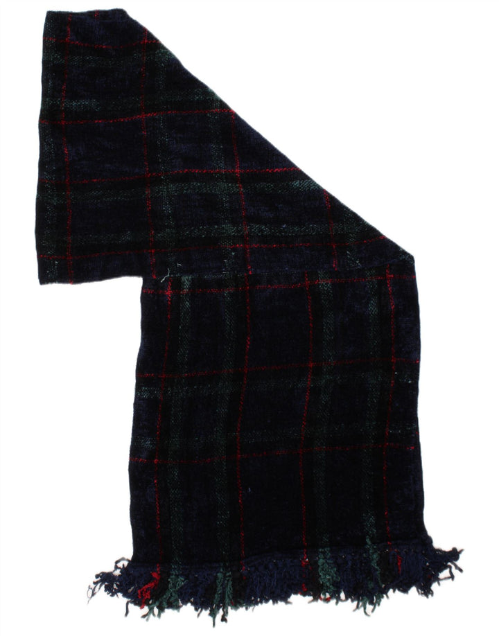 Lenço retangular feminino VINTAGE tamanho único azul marinho xadrez viscose clássico