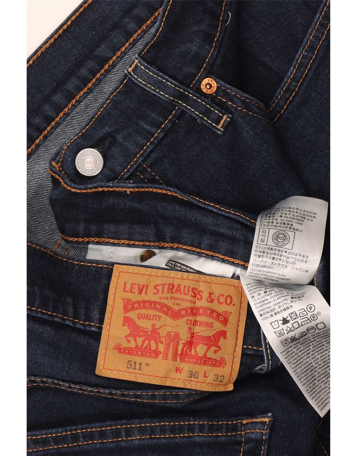 Levi's Masculino 511 Slim Jeans W36 L32 Azul Marinho Algodão
