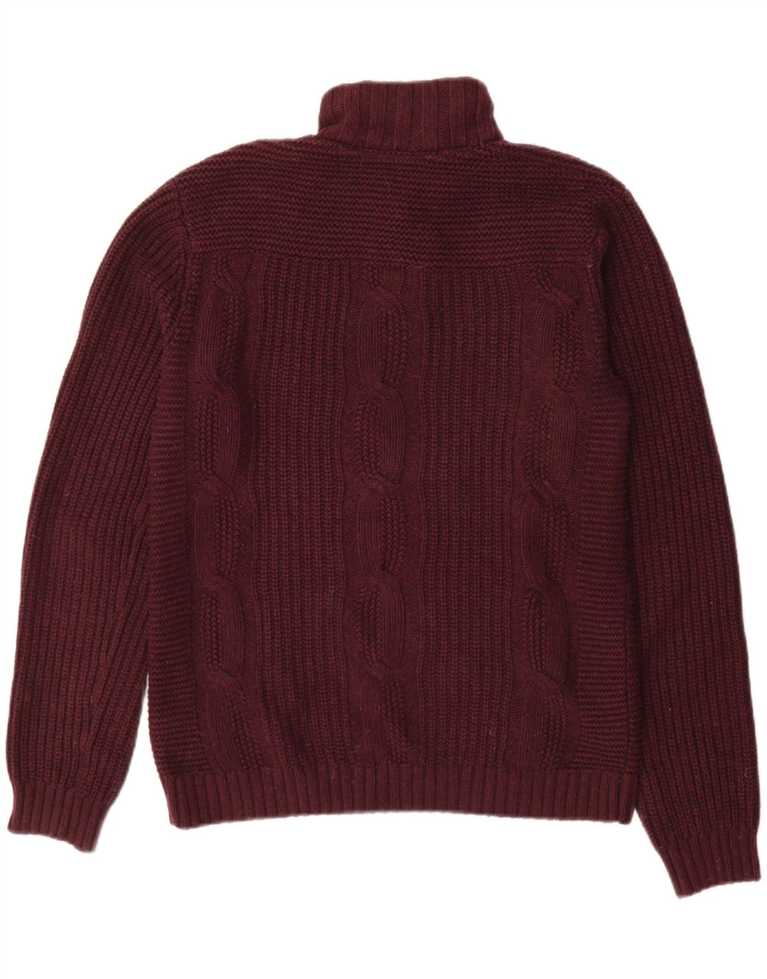Suéter masculino Ted Baker com gola redonda e botão, tamanho 2, pequeno, algodão borgonha