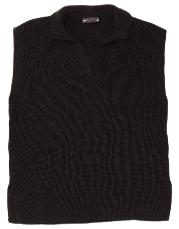 Regata feminina Marks & Spencer com colete UK 14 algodão preto médio