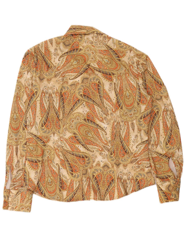 Camisa feminina vintage IT 50 XL bege paisley poliéster