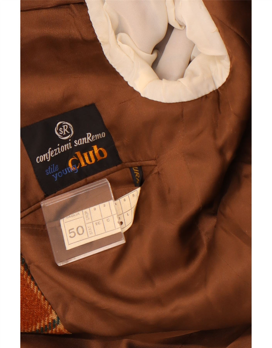 Jaqueta blazer masculina VINTAGE com 2 botões IT 50 grande lã xadrez marrom