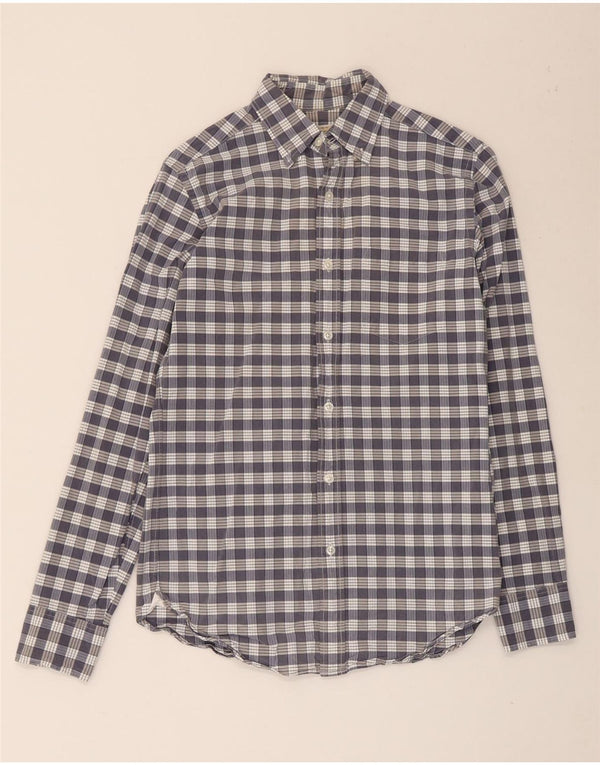 Camisa masculina J. Crew tamanho 13 1/2 XS cinza xadrez algodão