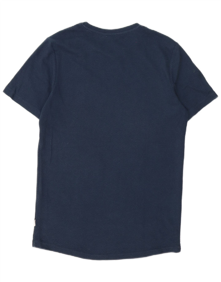 Camiseta masculina Jack & Jones Top médio algodão manchado azul marinho
