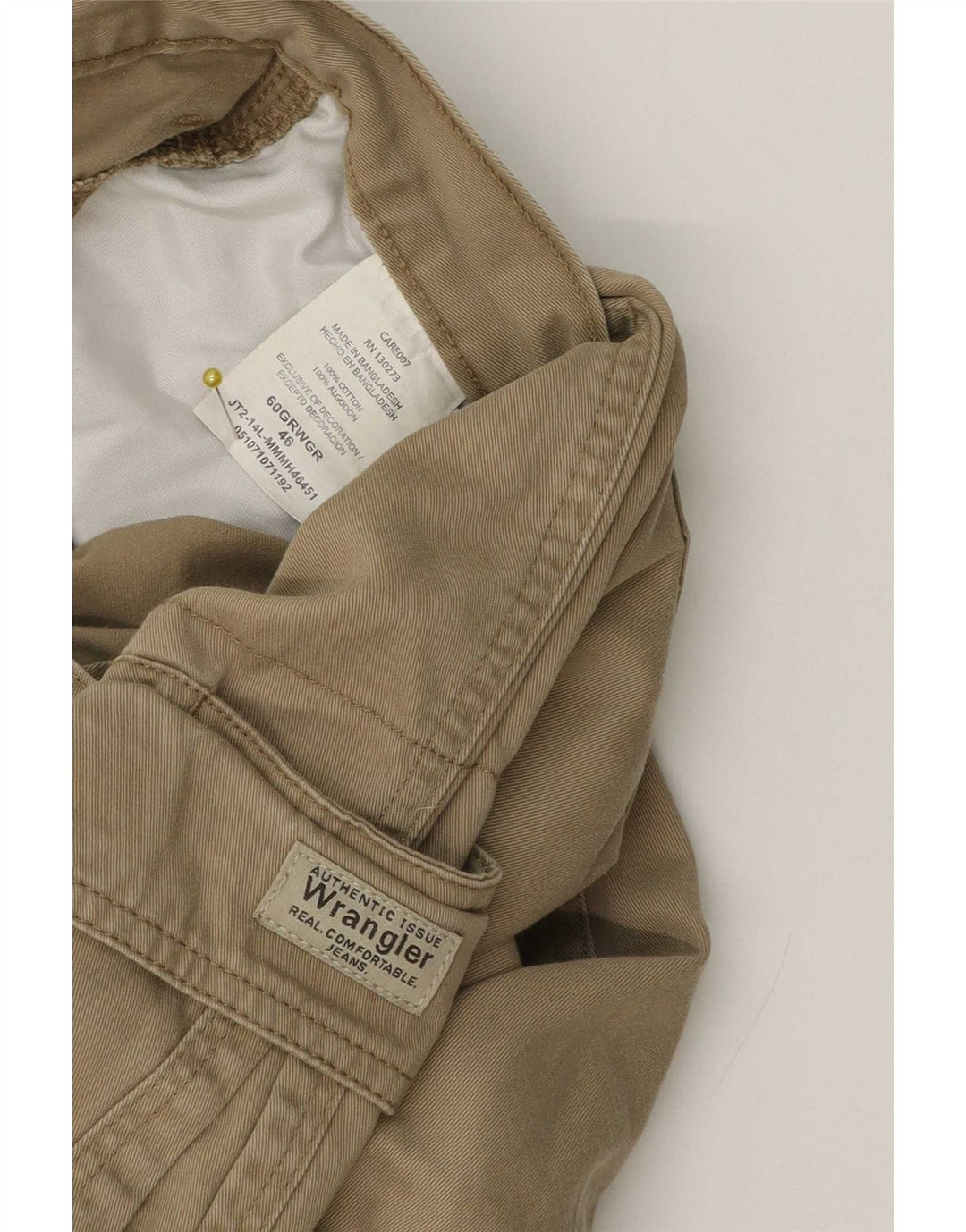 Shorts cargo masculino Wrangler W46 3XL algodão cáqui