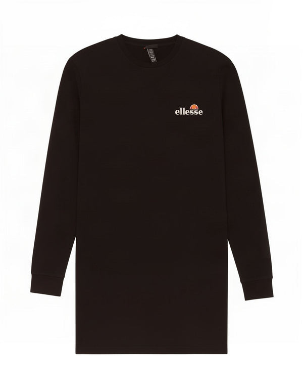 Ellesse vestido feminino de manga comprida oversized Reino Unido 6 XS algodão preto