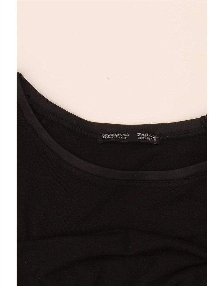 Top feminino Zara manga comprida UK 14 médio preto