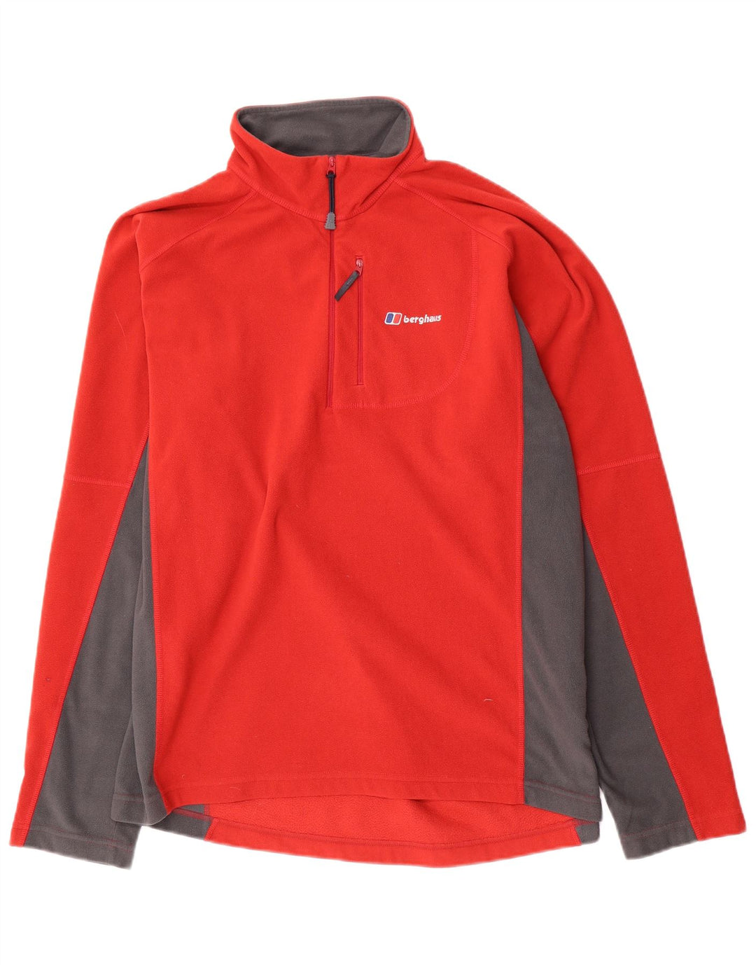 Berghaus Suéter masculino de lã com zíper e gola grande em poliéster vermelho colorblock