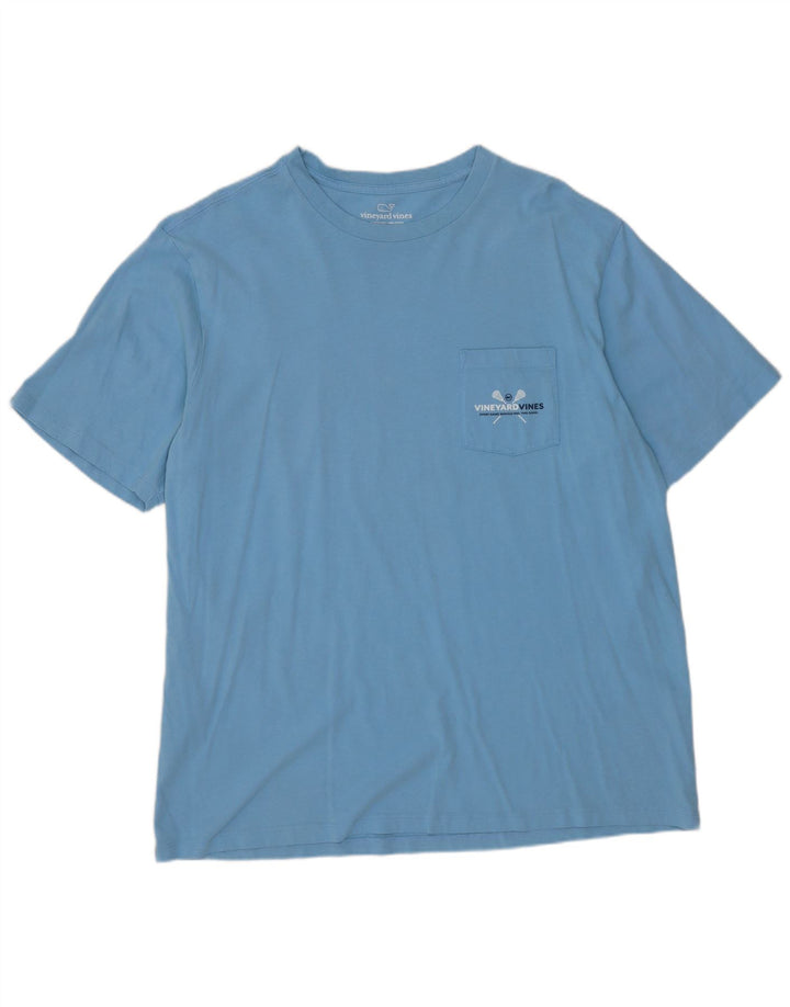 Camiseta masculina VINEYARD VINES com estampa gráfica grande de algodão azul