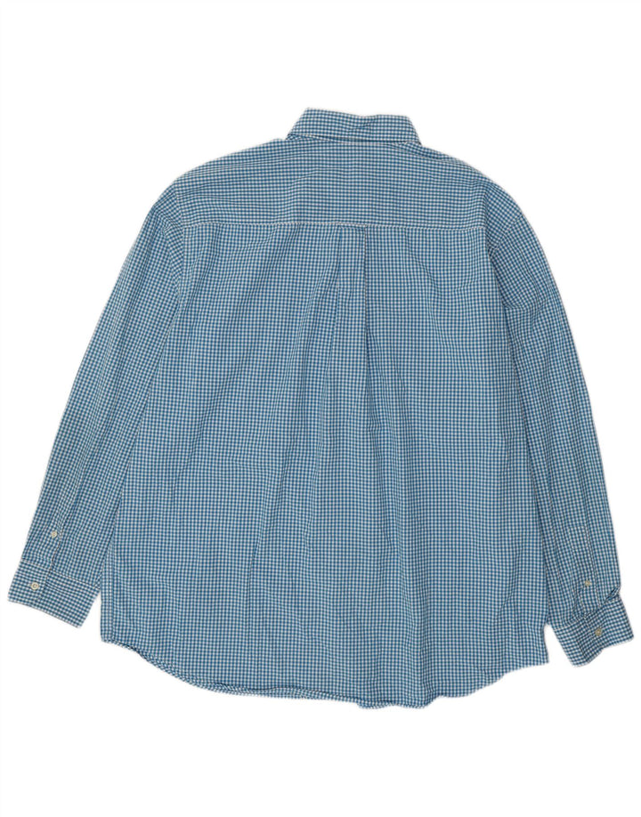 Camisa alta masculina Chaps 2XL algodão guingão azul