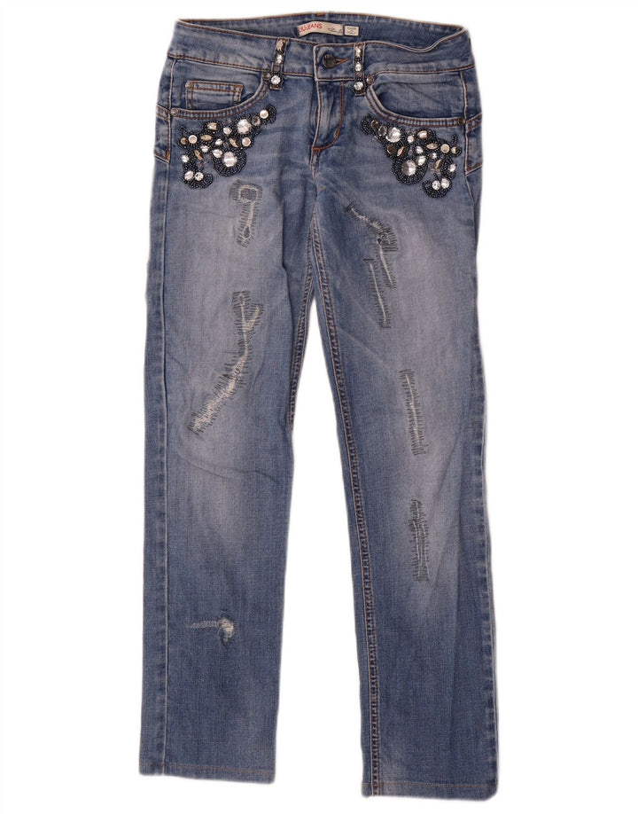 Liu Jo Calça jeans reta feminina desgastada W26 L27 azul