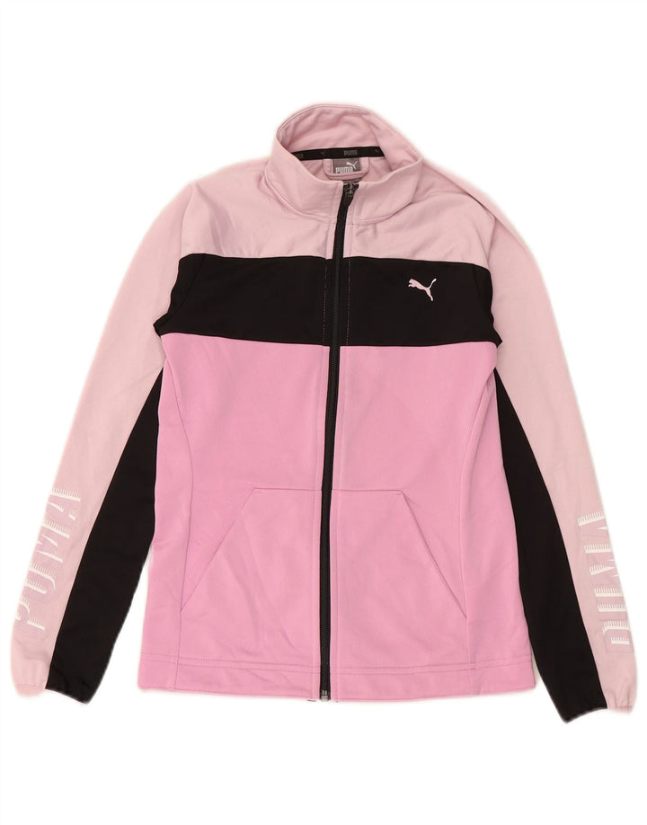 PUMA Girls Graphic Tracksuit Top Jacket 11-12 Anos Rosa Colorblock