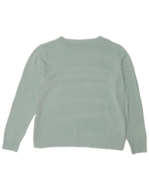 Suéter feminino Marks & Spencer com gola redonda Reino Unido 16 grande turquesa