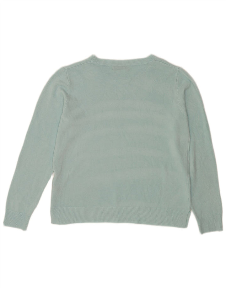 Suéter feminino Marks & Spencer com gola redonda Reino Unido 16 grande turquesa
