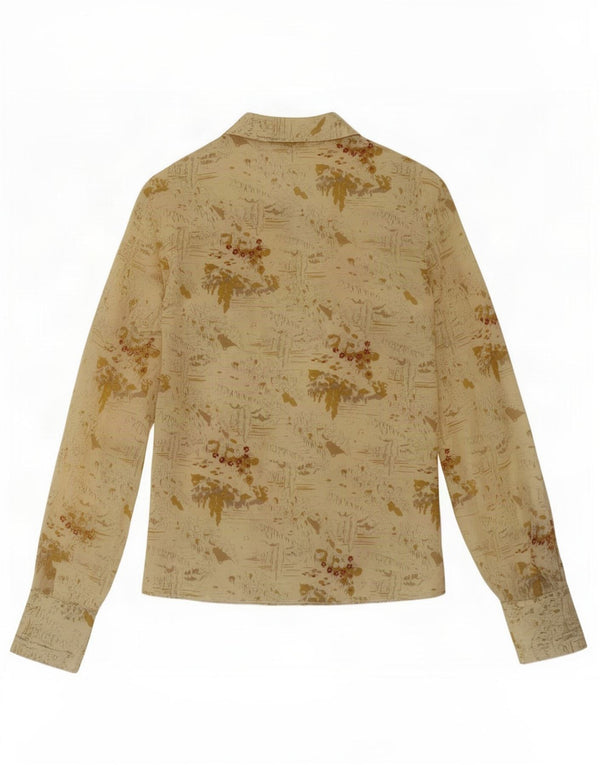 Blusa feminina vintage UK 14 floral bege médio