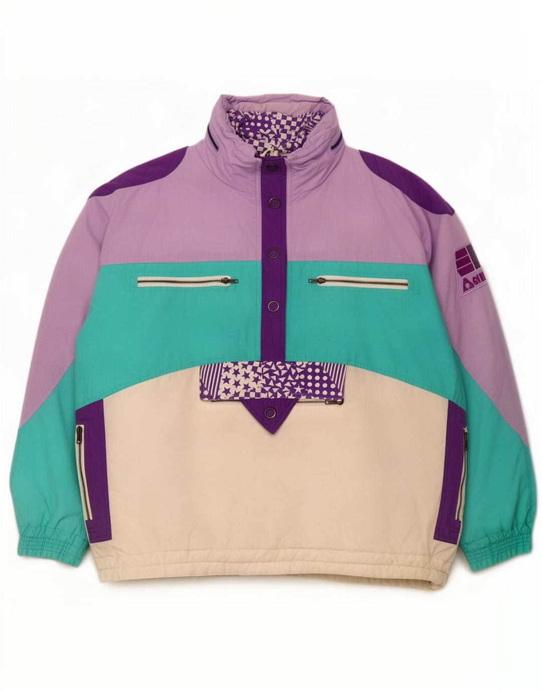 Jaqueta de esqui masculina ativa US 44 2XL Algodão Colorblock multicolorido
