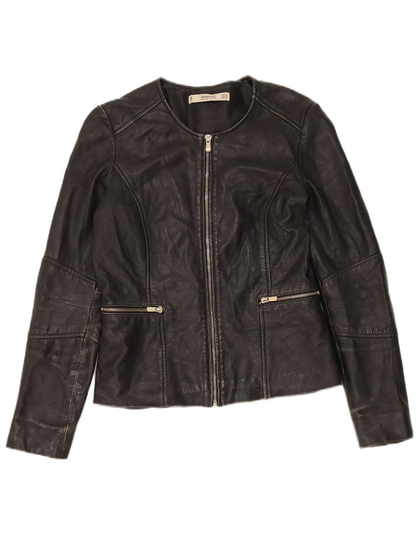 Jaqueta feminina de couro Mango UK 10 pequena preta