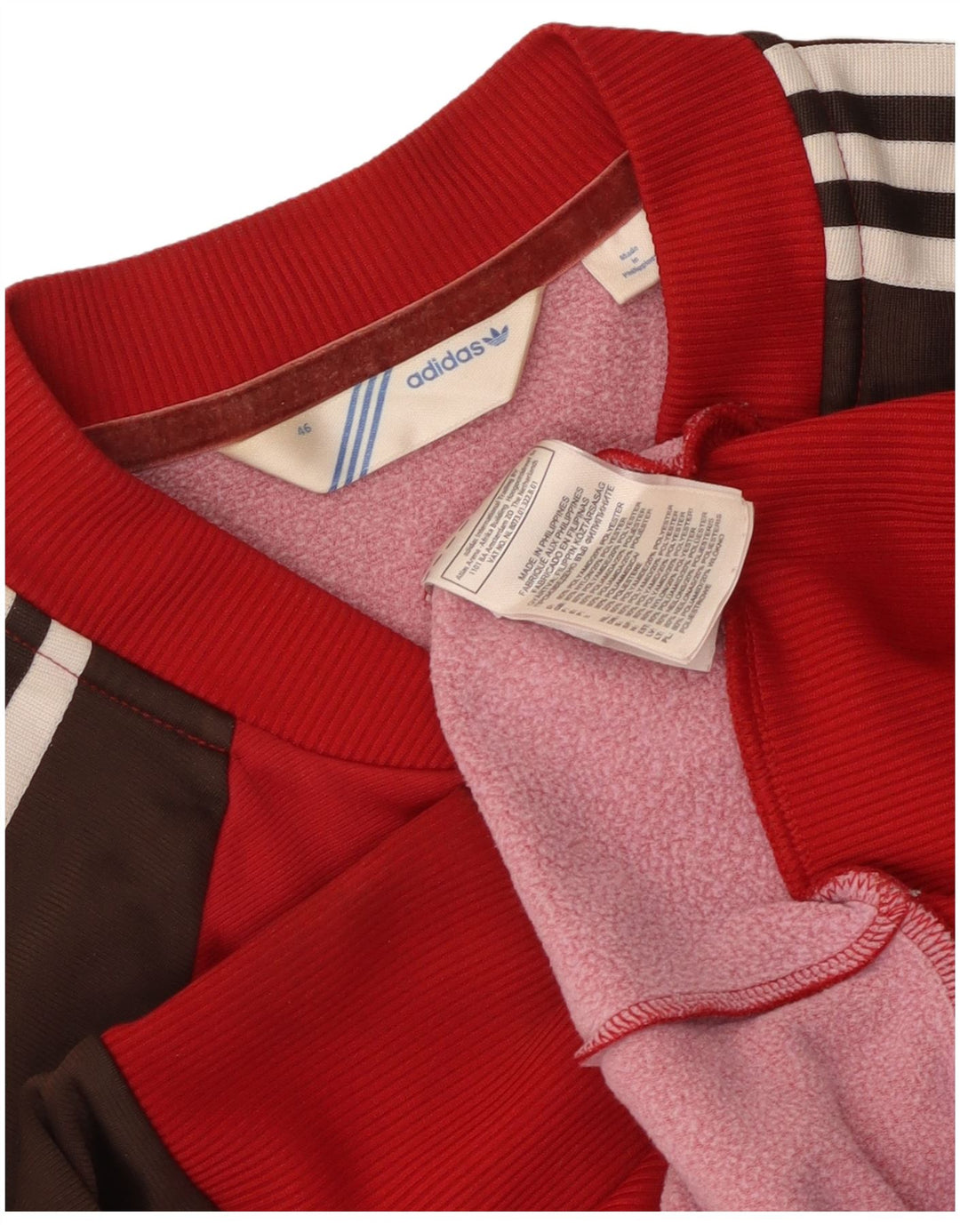 Adidas Womens Tracksuit Top Jacket IT 46 Grande Vermelho Colourblock Poliamida