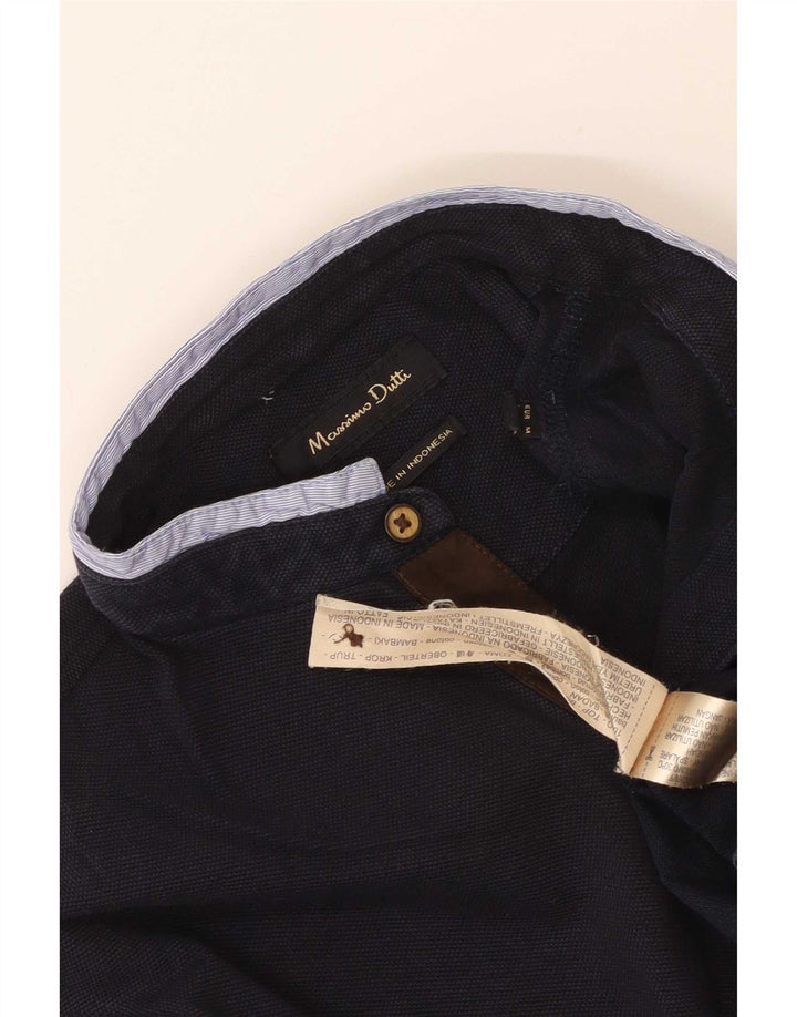 Top masculino Massimo Dutti manga comprida médio algodão azul marinho