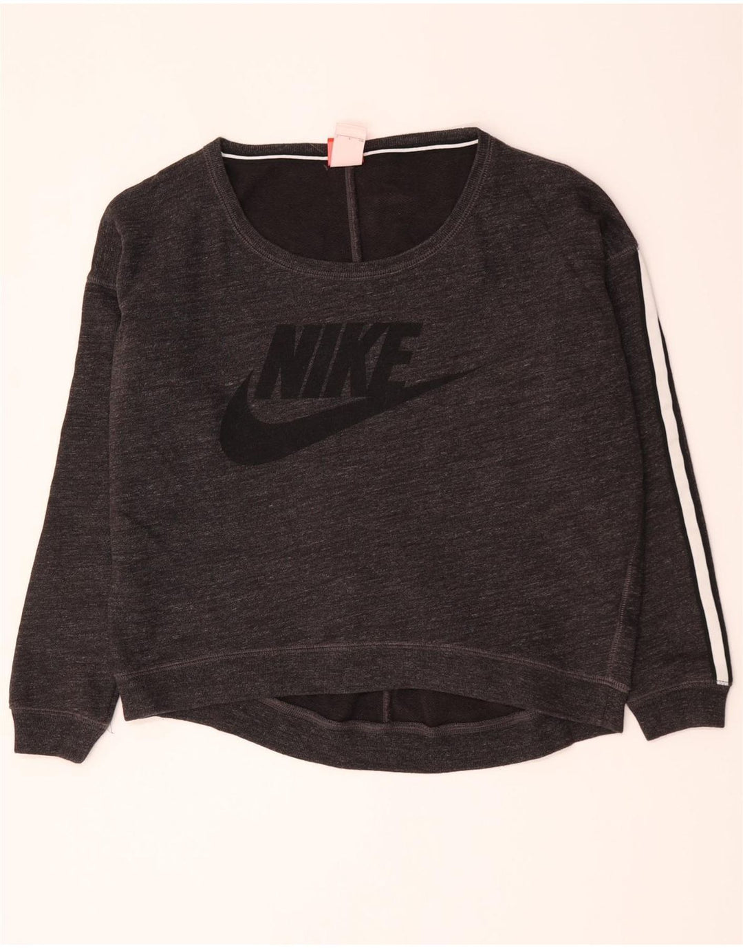 Nike feminino gráfico oversized moletom jumper reino unido 10 pequeno cinza algodão