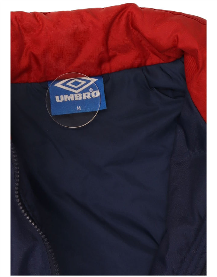 Jaqueta corta-vento masculina Umbro com capuz Reino Unido 38 bloco colorido azul marinho médio