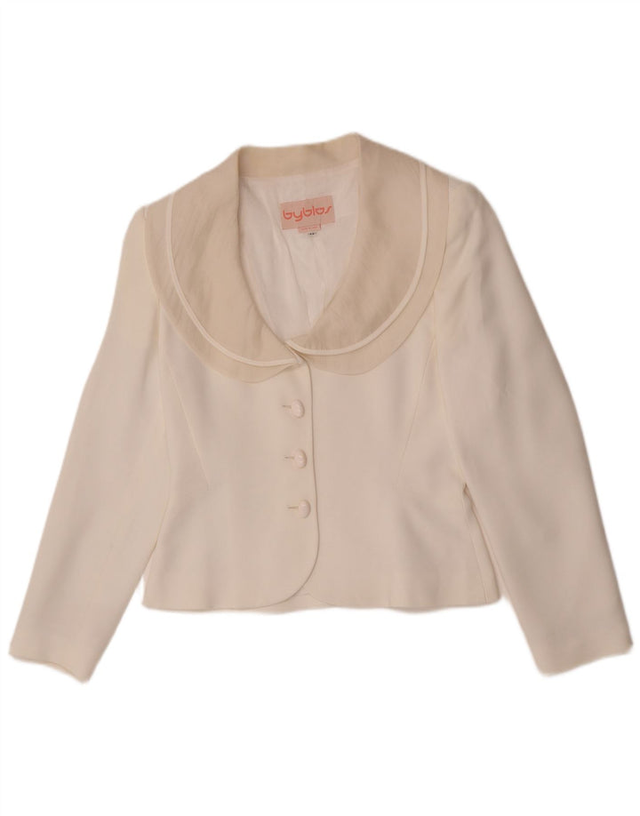 Jaqueta blazer feminina Byblos com 3 botões IT 42 acetato branco médio
