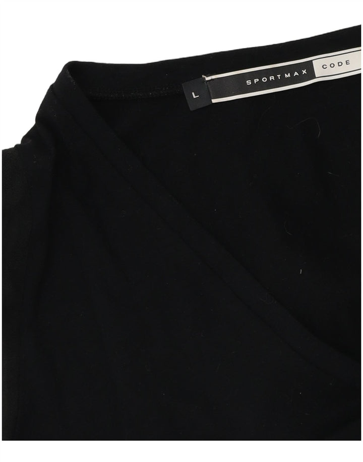 Blusa feminina de manga comprida Sportmax Top UK 14 grande preto