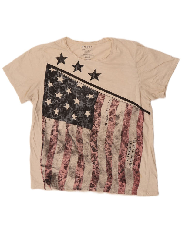 Camiseta feminina Guess com estampa gráfica Reino Unido 18 XL algodão branco EUA