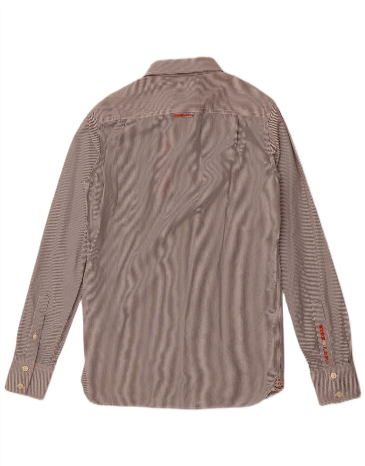 Camisa masculina Superdry cinza médio listrado algodão