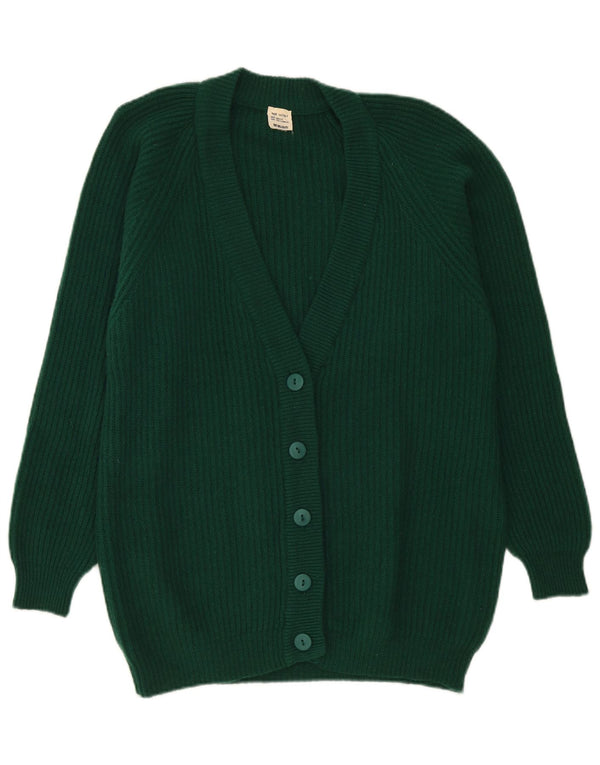 Suéter Cardigan Feminino Vintage Reino Unido 16 Lã Verde Grande