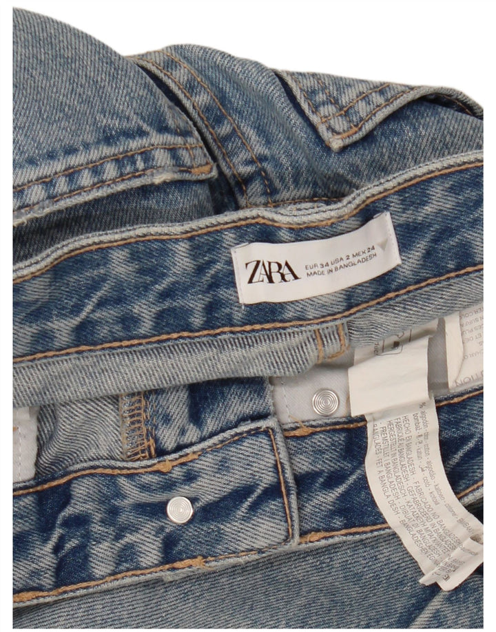 ZARA Jeans retos femininos EU 34 2XS W24 L30 Azul Algodão