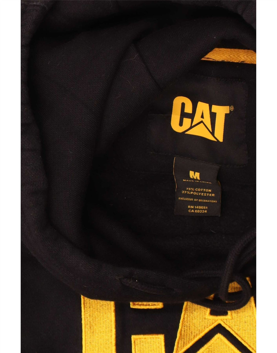 Jumper com capuz gráfico masculino Caterpillar médio algodão preto