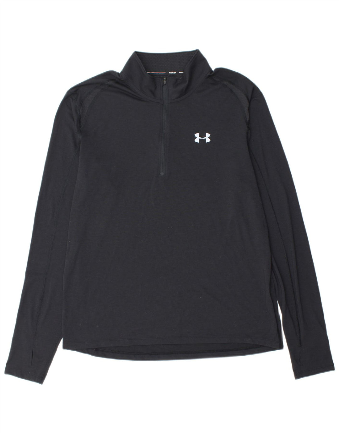 UNDER ARMOUR Mens Heat Gear Zip Neck Pulôver Treino Top XL Preto