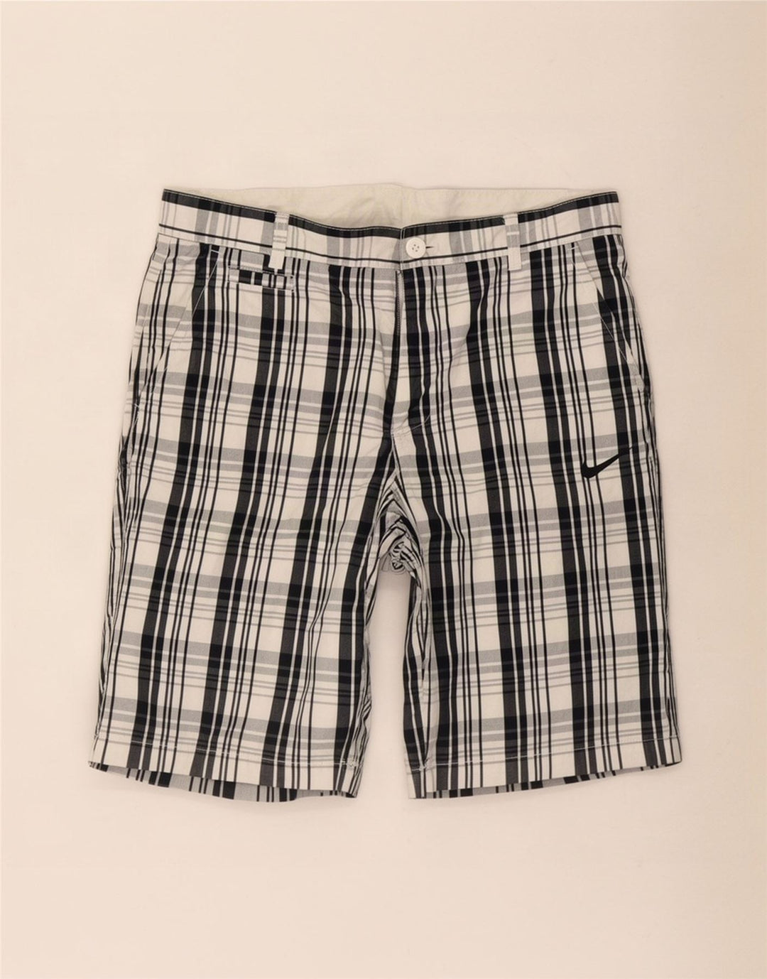 Shorts Nike Masculino Chino Médio W32 Azul Xadrez Algodão