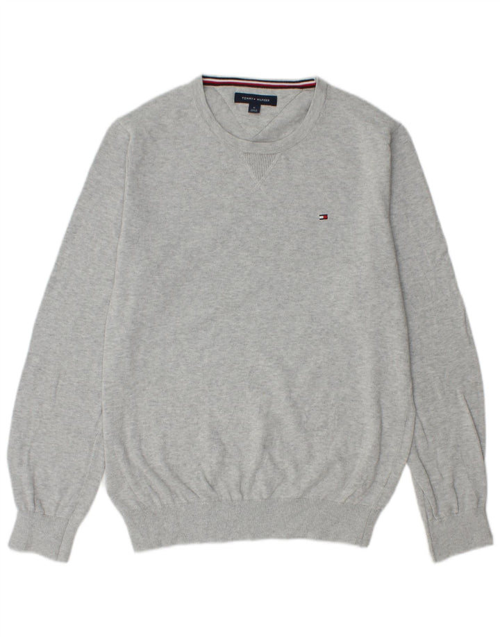 Suéter masculino TOMMY HILFIGER com gola redonda cinza médio