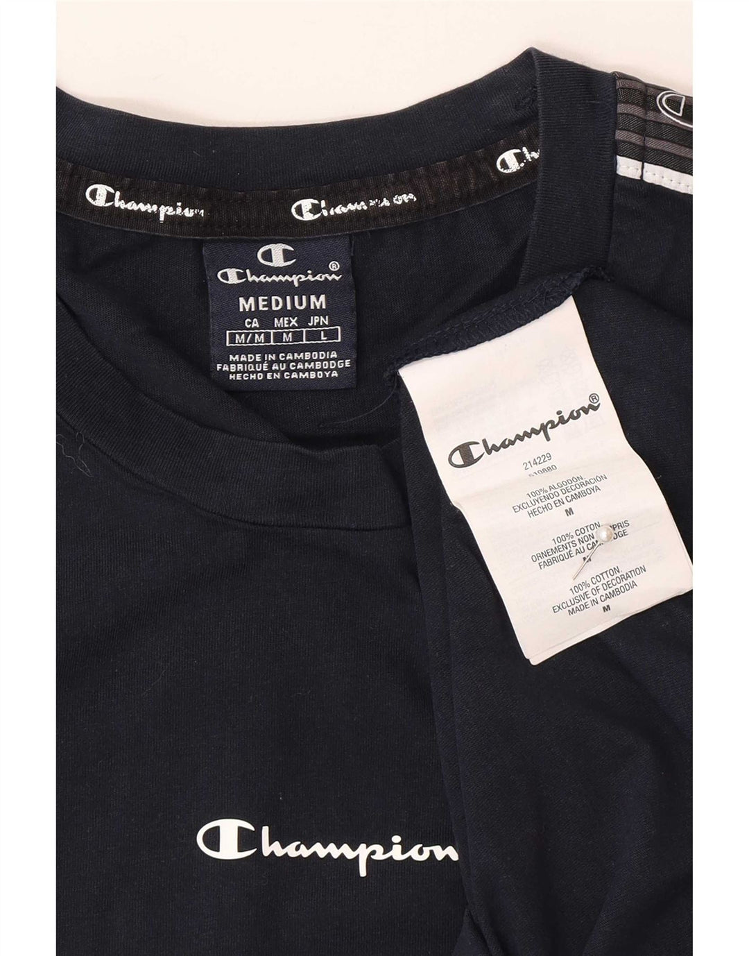 Camiseta masculina Champion Graphic Top Médio Algodão Azul Marinho