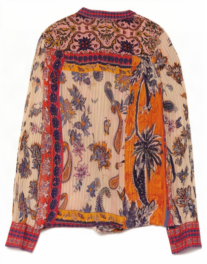 Blusa camisa feminina Desigual Reino Unido 12 algodão paisley médio multicolorido