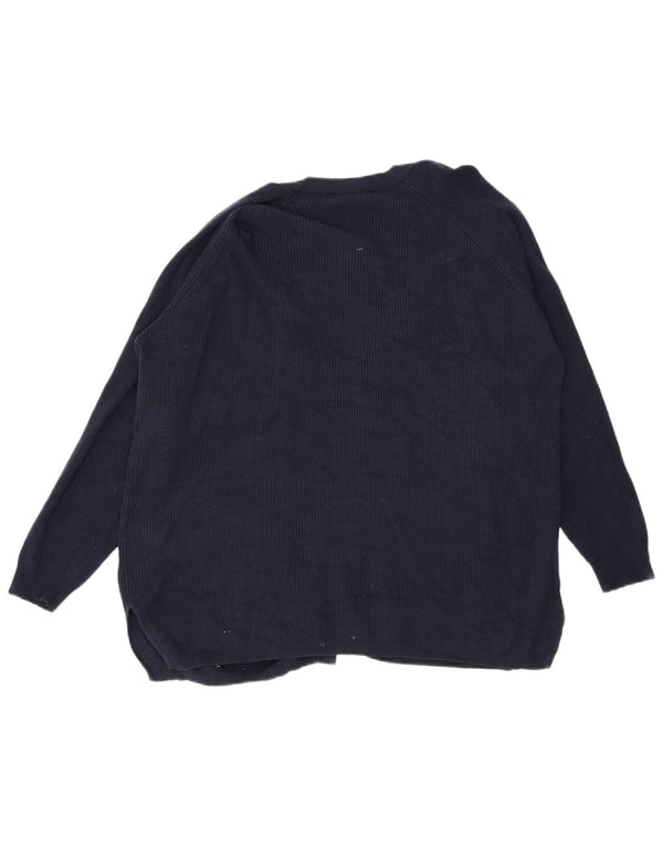 Suéter cardigã aberto feminino Marks & Spencer Reino Unido 14 grande viscose azul marinho