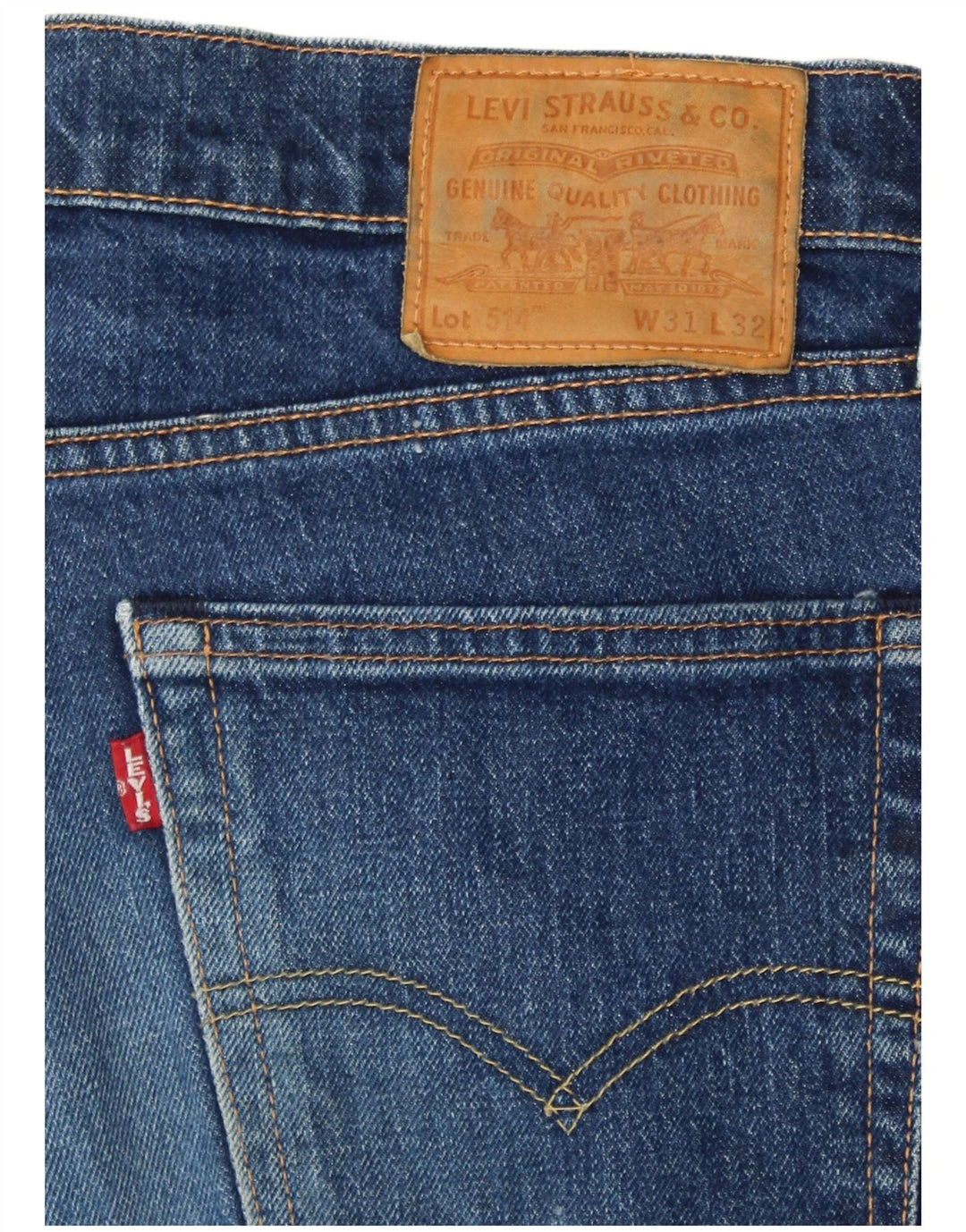 LEVI'S Masculino 514 Straight Jeans W31 L32 Azul Algodão