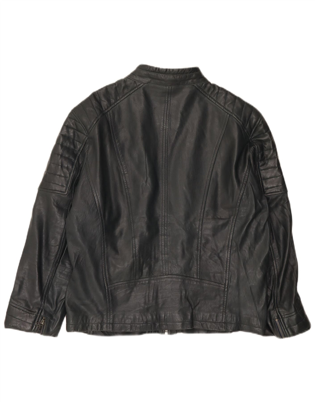 Jaqueta feminina de couro para motociclista Rockhill EU 54 5XL pele de cordeiro azul marinho