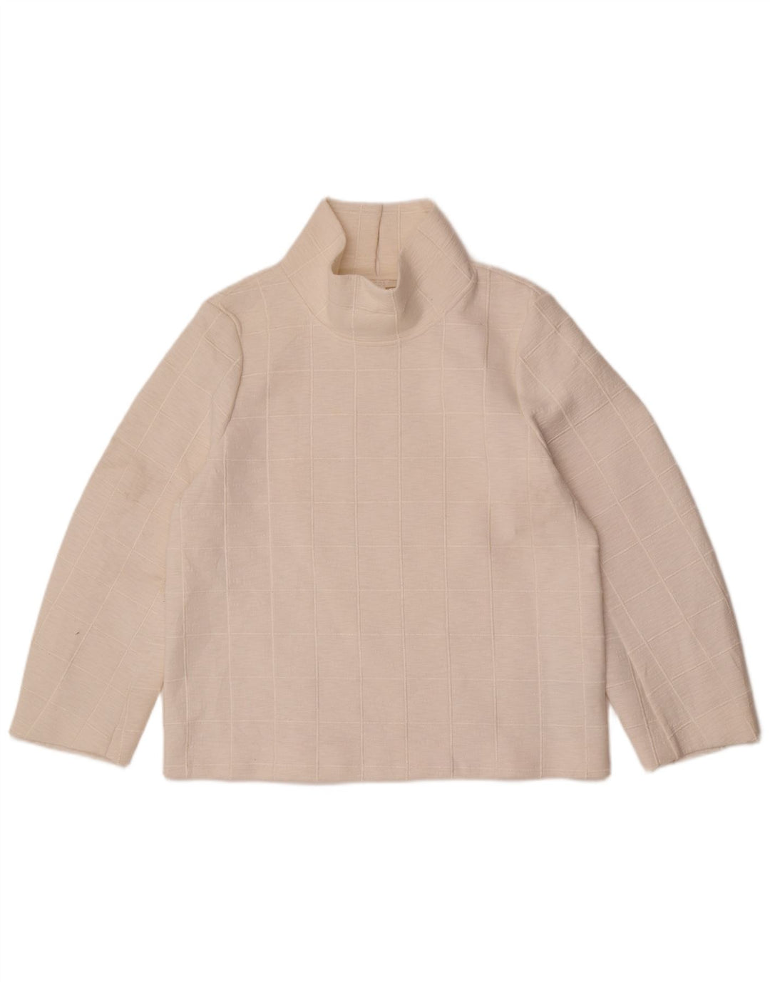 Cos Womens Top Manga Longa UK 14 Poliéster Xadrez Branco Médio