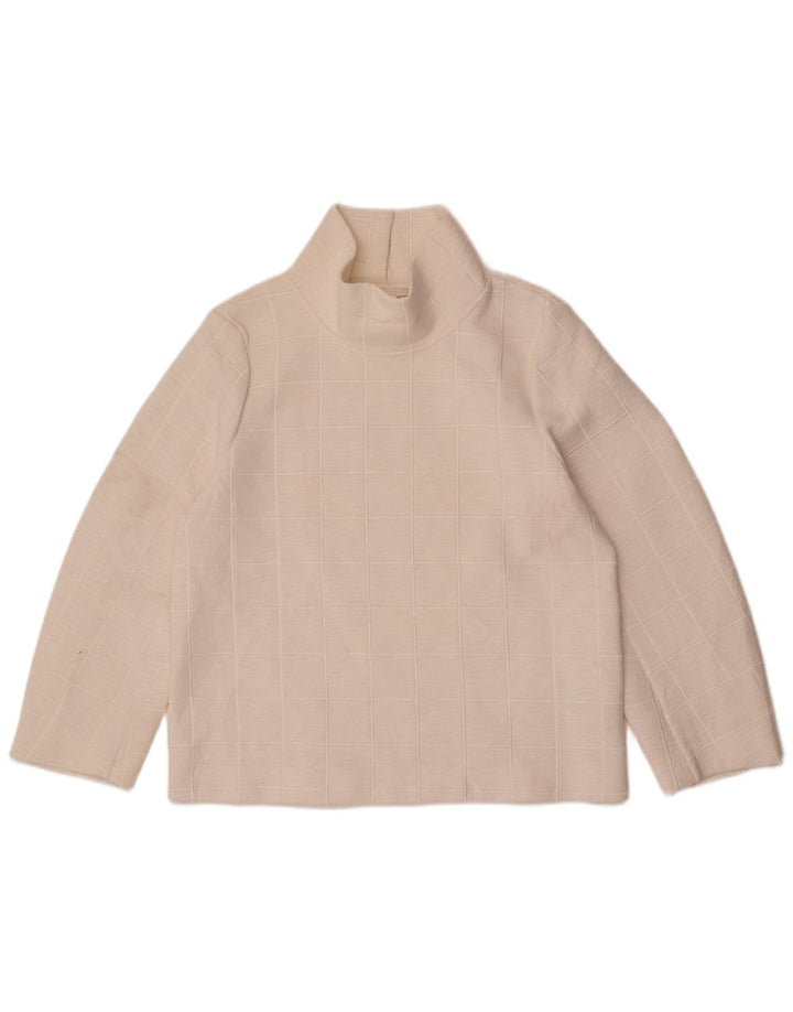 Cos Womens Top Manga Longa UK 14 Poliéster Xadrez Branco Médio