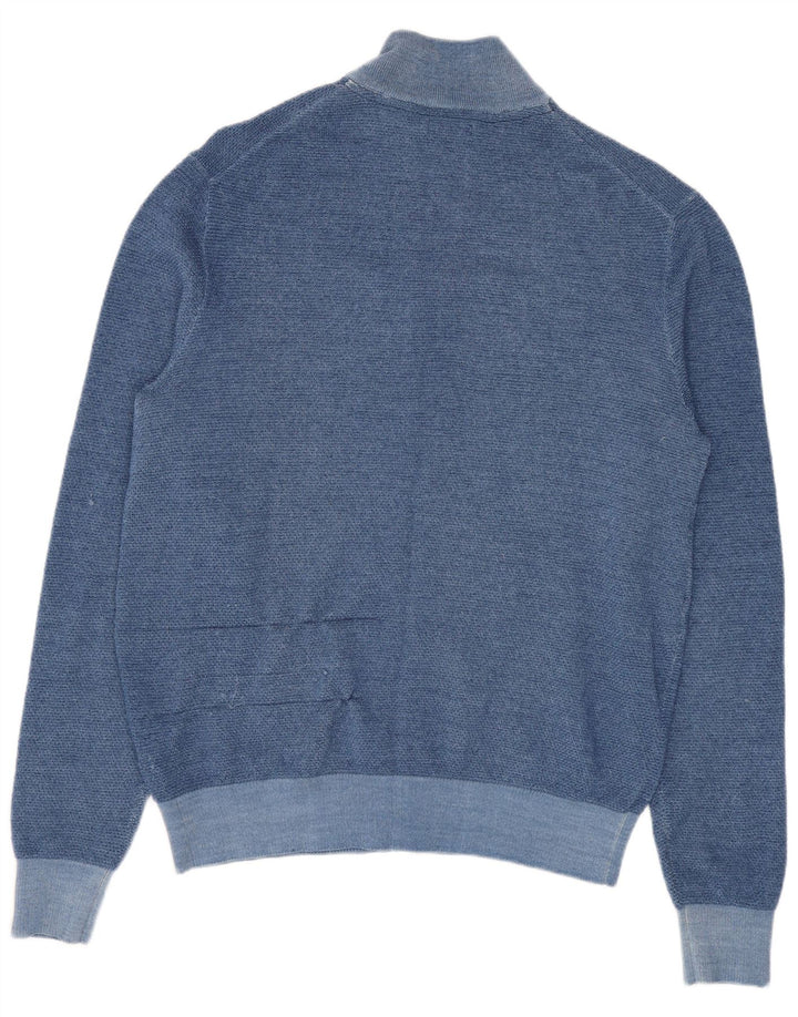 Suéter cardigã masculino Sun68 lã merino azul médio